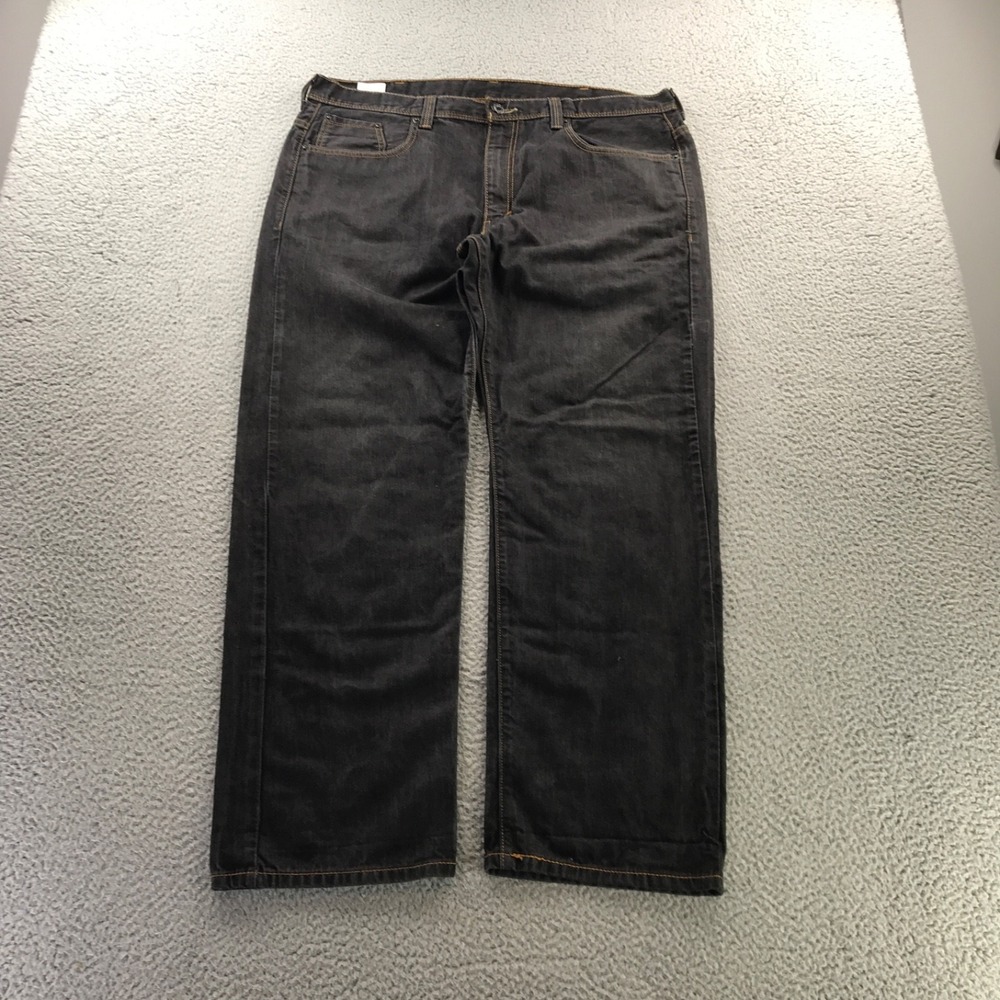 Levis Jeans Mens 38x32 Black 569 Loose Baggy Straight Fit Flap Pocket Dark Wash